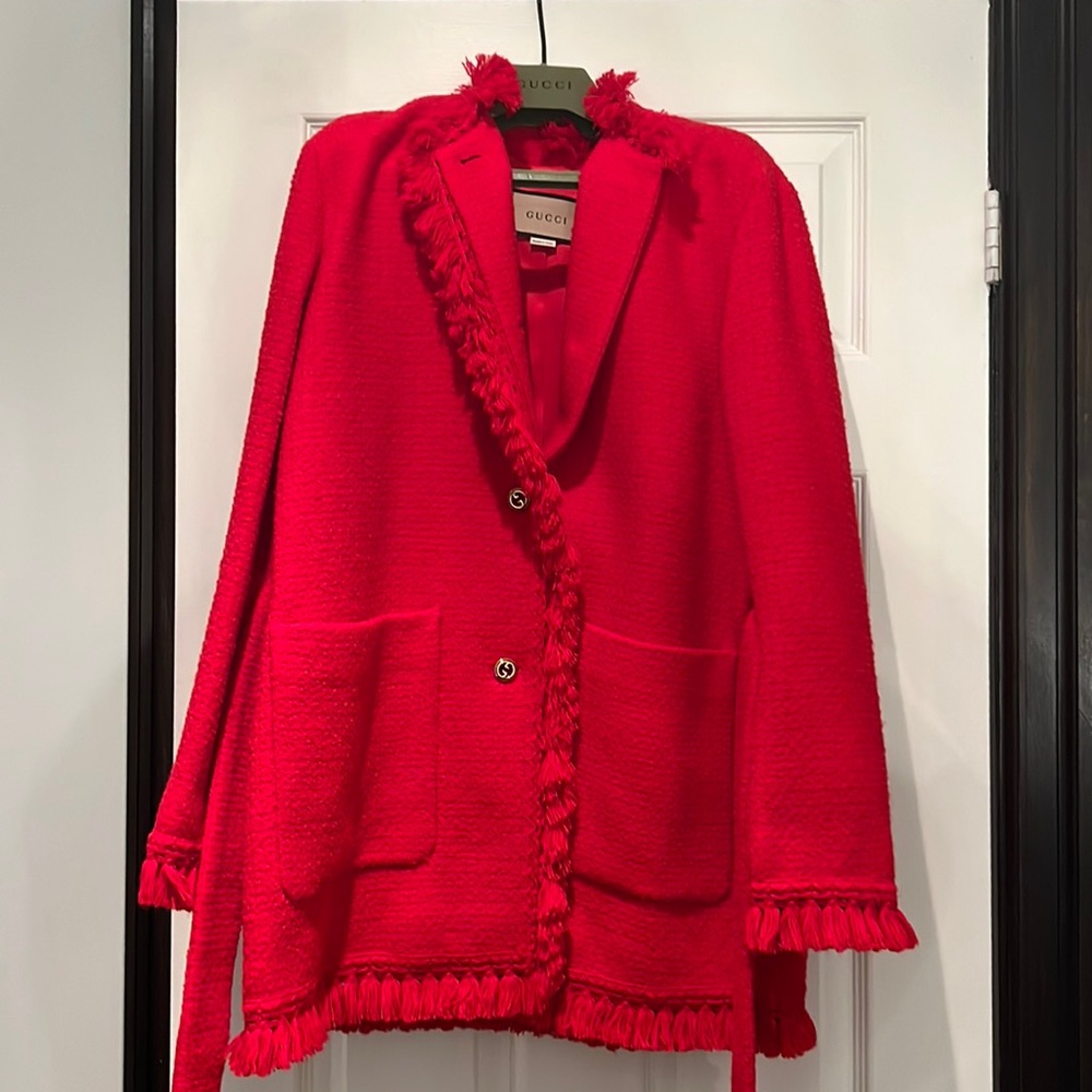 GUCCI red tweed coat
